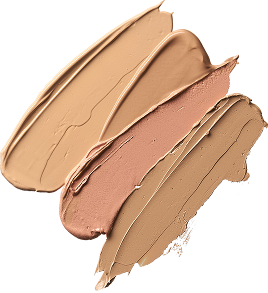 Beauty Shopify theme Beautify. Three swatches of beige makeup cream on a white background