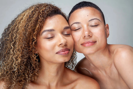 Beauty Shopify Theme Beautify. Two women head to head thinking.