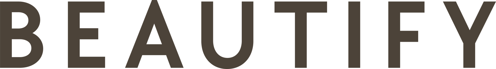 Beauty Shopify theme Beautify. The word 'BEAUTIFY' in bold charcoal brown letters on a transparent background.