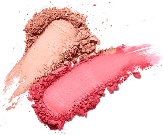 Beauty Shopify theme Beautify. Close-up of pink and beige makeup powders on a black background.